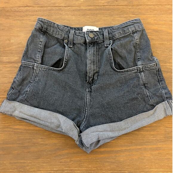 BDG Pants - BDG Urban Outfitters High Rise Denim Shorts Size 28 Black Gray Acid Wash Cuffed